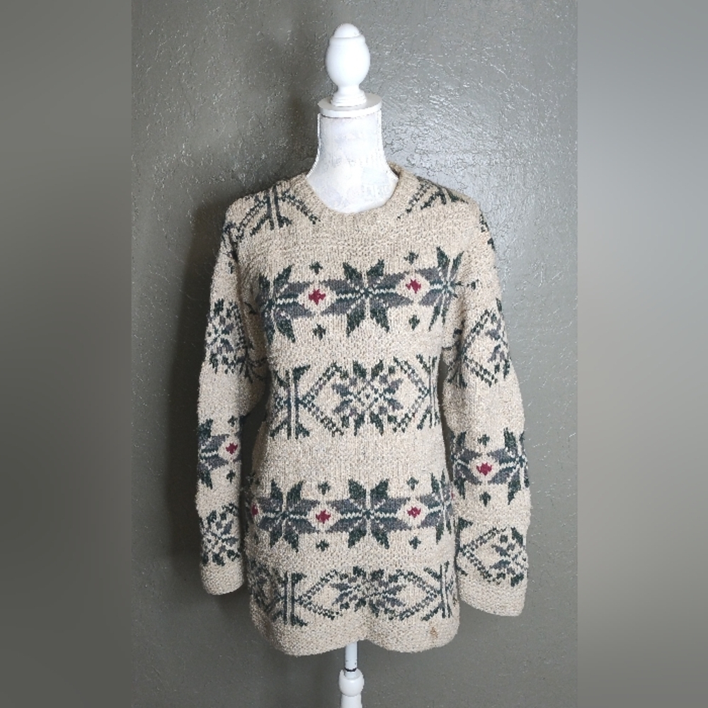 Limited Handknit Christmas Sweater Size M Women's Silk Wool Blend